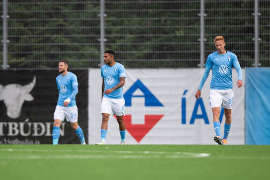 Lasse Nielsen, Sergio Pena and Hugo Larsson of Malmö FF
