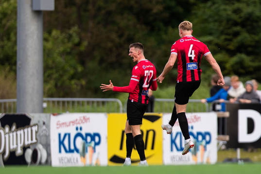 Karl Fridleifur Gunnarsson of Vikingur celebrates