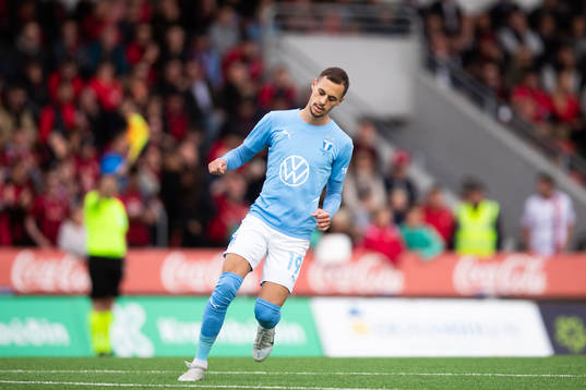 Veljko Birmancevic of Malmö FF looks dejected