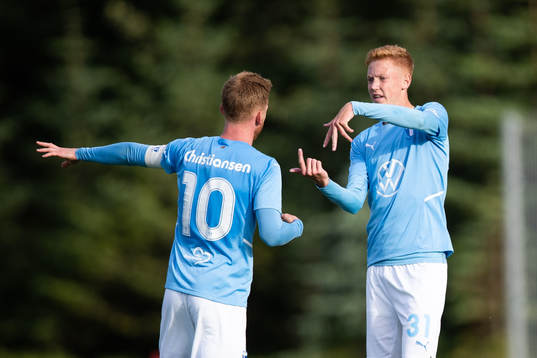 Anders Christiansen and Hugo Larsson of Malmö FF