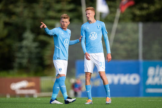 Anders Christiansen and Hugo Larsson of Malmö FF