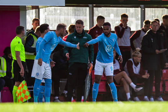 Isaac Kiese Thelin and Ola Toivonen of Malmö FF