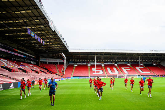 General view of the Swiss women's national football team at