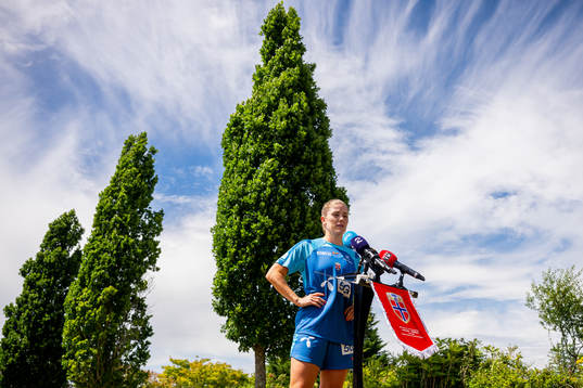 Maren Mjelde of the Norwegian national football team at a