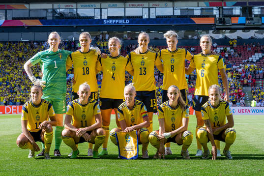 Players of Sweden pose for a team photo