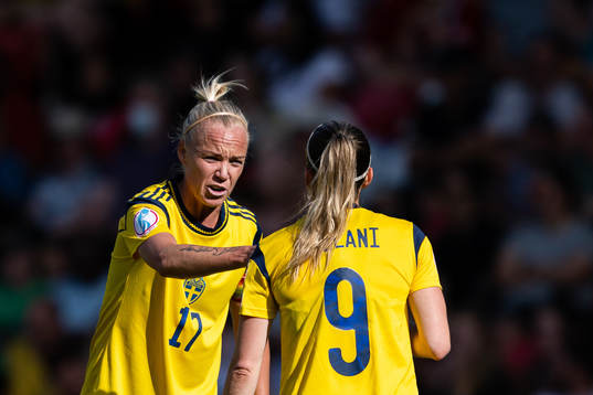 Caroline Seger and Kosovare Asllani of Sweden