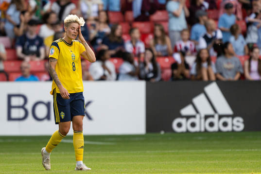 Lina Hurtig of Sweden looks dejected