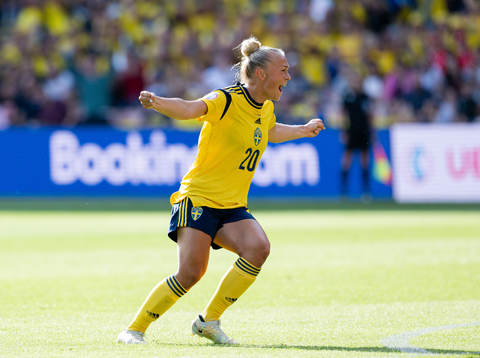 Hanna Bennison of Sweden celebrates the 2-1 goal