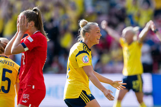 Hanna Bennison of Sweden celebrates the 2-1 goal