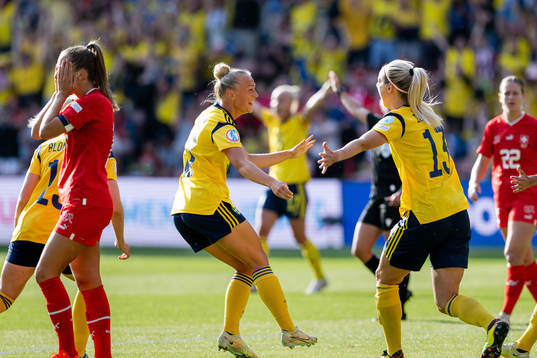 Hanna Bennison of Sweden celebrates the 2-1 goal