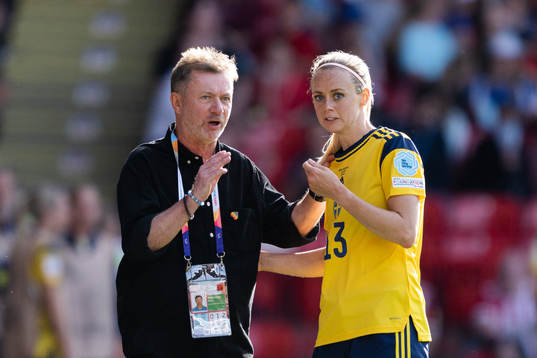 Head coach Peter Gerhardsson and Amanda Ilestedt of Sweden