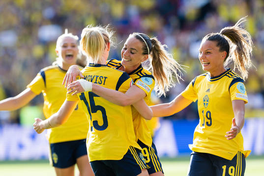 Rebecka Blomqvist , Kosovare Asllani and Johanna Rytting