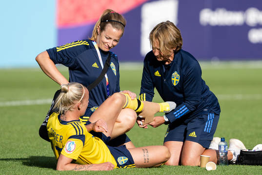 Caroline Seger of Sweden in pain