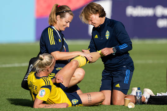 Caroline Seger of Sweden in pain