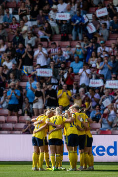 Players of Sweden celebrate the 1-0 goal