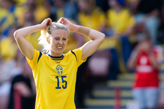 Rebecka Blomqvist of Sweden looks dejected
