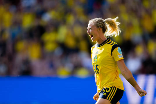 Rebecka Blomqvist of Sweden celebrates a disallowed goal