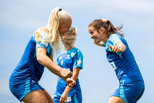 Maria Thorisdottir and Tuva Hansen of the Norwegian