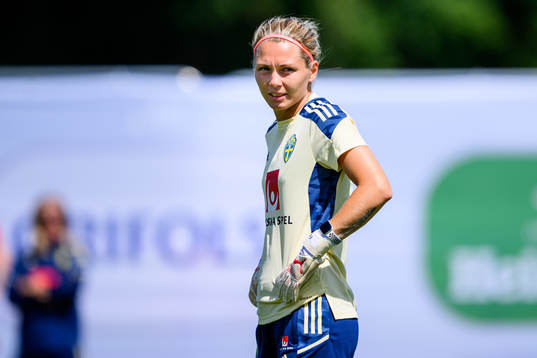 Goalkeeper Jennifer Falk of the Swedish women's national