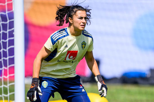 Goalkeeper Zecira Musovic of the Swedish women's national