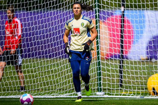 Goalkeeper Zecira Musovic of the Swedish women's national