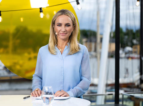 Frida Nordstrand i Tv4/Cmores EM-studio