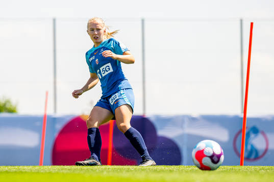 Thea Bjelde of the Norwegian national football team at a
