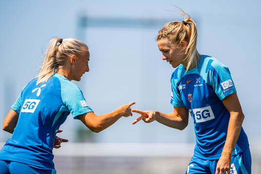 Anja Sønstevold and Ada Hegerberg of the Norwegian