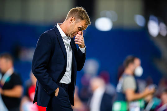 Head coach Martin Sjögren of Norway looks dejected