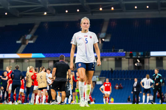 Guro Bergsvand of Norway looks dejected