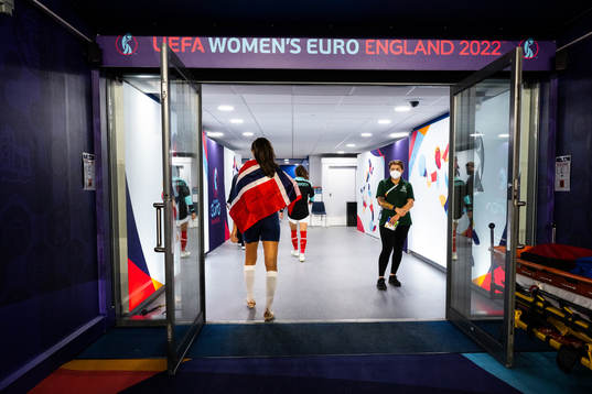 Ingrid Syrstad Engen of Norway looks dejected