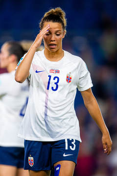 Celin Bizet Ildhusøy of Norway looks dejected