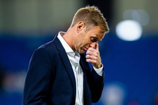 Martin Sjögren, head coach of Norway, looks dejected