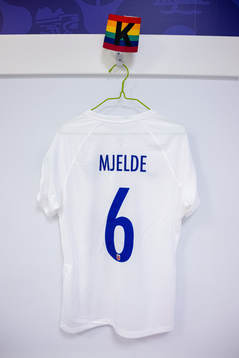 The kit of Maren Mjelde of Norway in the dressing room