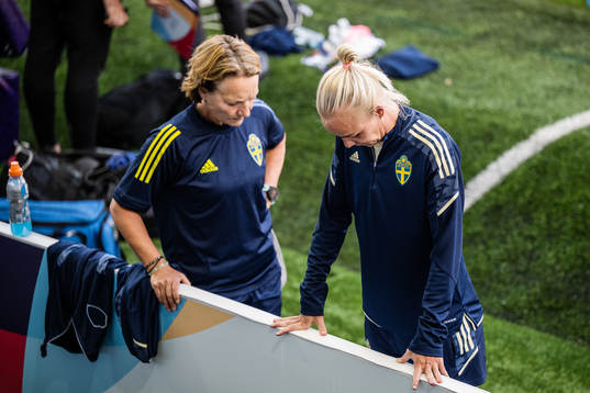 Annica Näsmark, physio and Caroline Seger of the Swedish