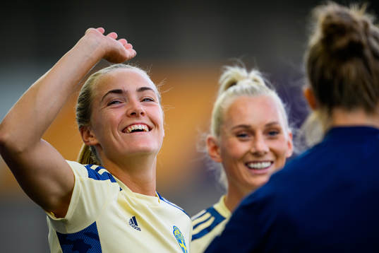 Magdalena Eriksson and Stina Blackstenius of the Swedish