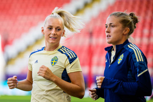 Stina Blackstenius and Filippa Angeldahl of the Swedish
