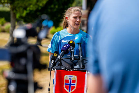 Maren Mjelde of the Norwegian national football team at a