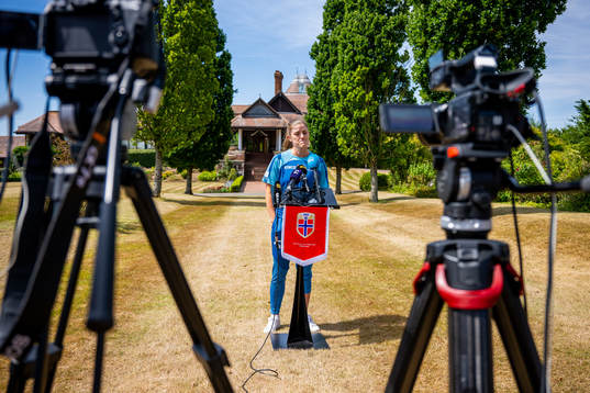 Maren Mjelde of the Norwegian national football team at a