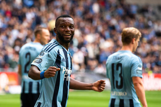 Djurgårdens Emmanuel Justine Rabby Banda jublar