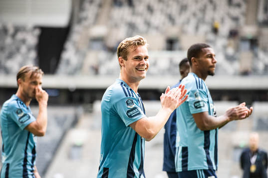 Djurgårdens Hampus Finndell jublar