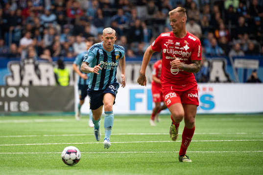 Djurgårdens Victor Edvardsen och Värnamos Victor Eriksson