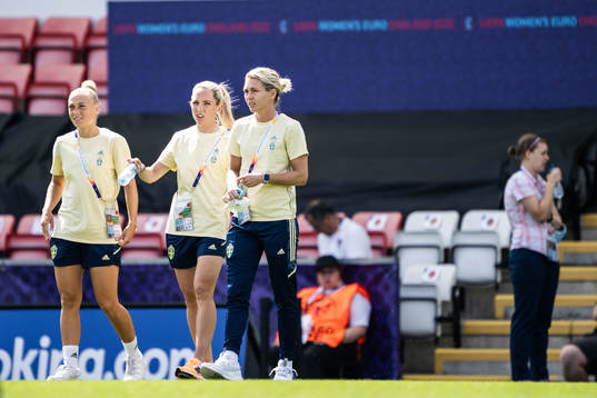 Hanna Bennison, Elin Rubensson and goalkeeper Jennifer Falk
