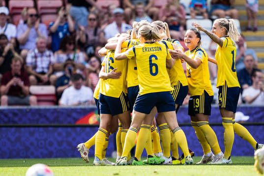 Players of Sweden celebrate