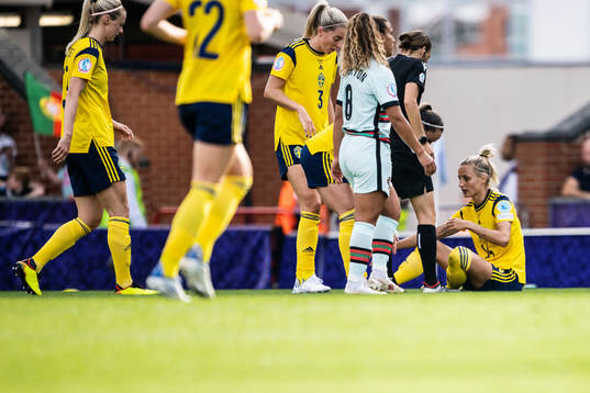 Nathalie Björn of Sweden in pain