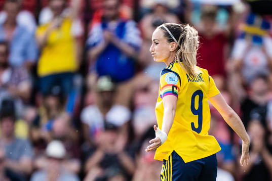 Kosovare Asllani of Sweden celebrates scoring 4-0
