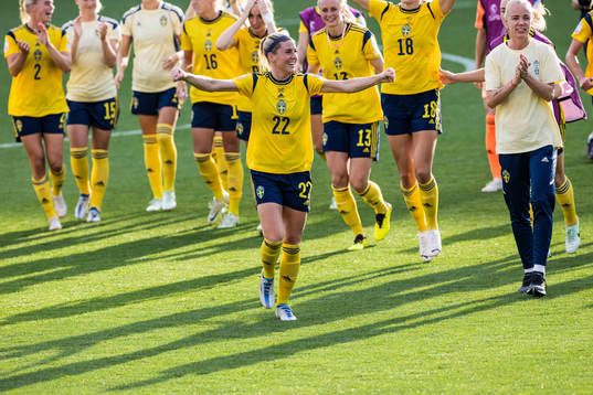 Olivia Schough of Sweden celebrates