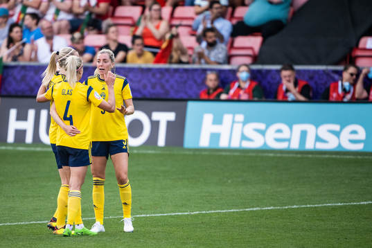 Amanda Ilestedt, Hanna Glas and Linda Sembrant of Sweden