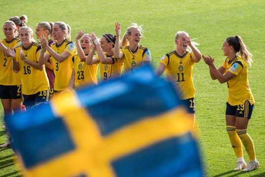 Players of Sweden celebrate