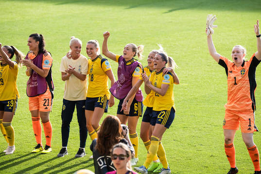 Players of Sweden celebrate